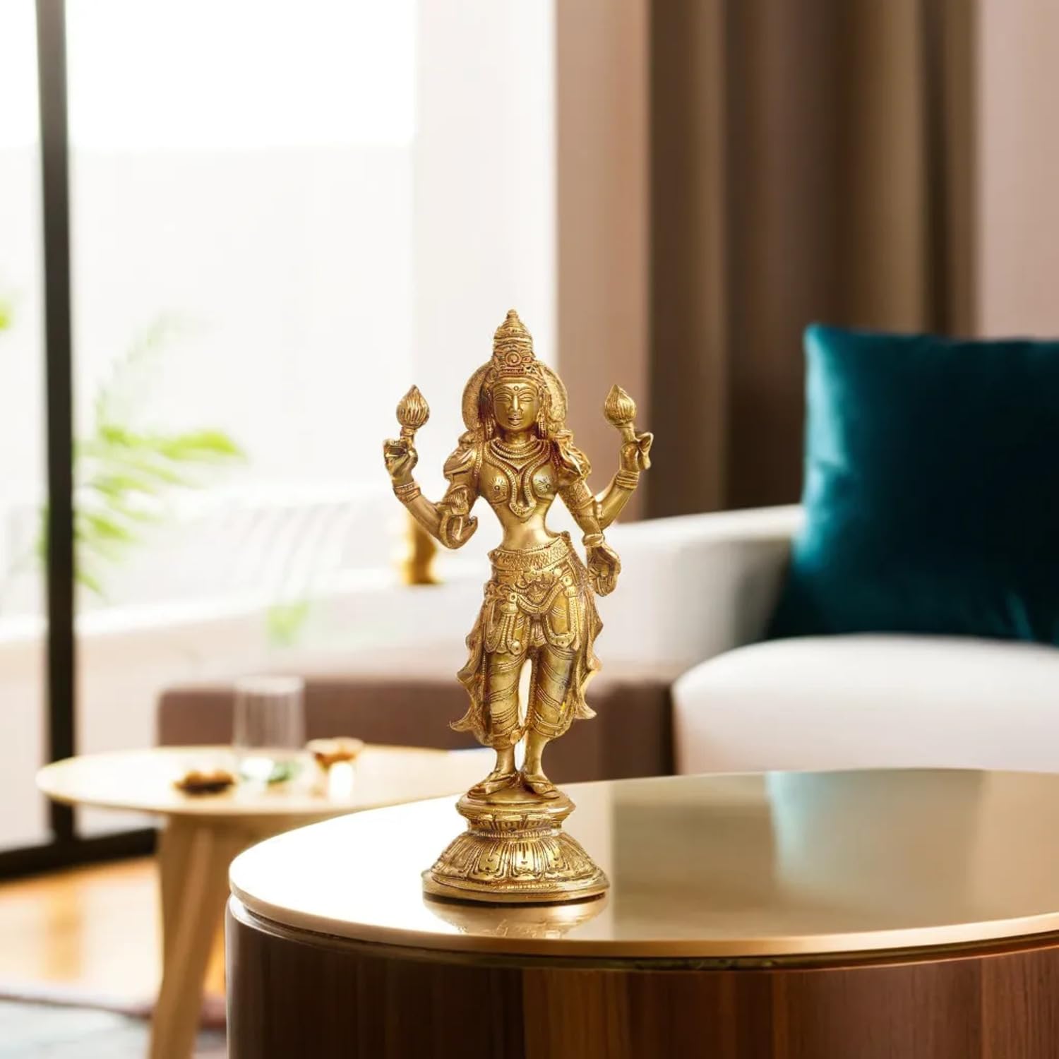 Kartique Brass Maa Lakshmi Standing Considered To Be Auspicious At Home Office Maha Laxmi Idol Dhan Devi Goddess Of Prosperity W